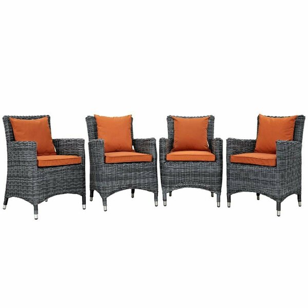 Modway Furniture Summon Outdoor Patio Sunbrella Dining Set, Canvas Tuscan - 4 Piece EEI-2314-GRY-TUS-SET